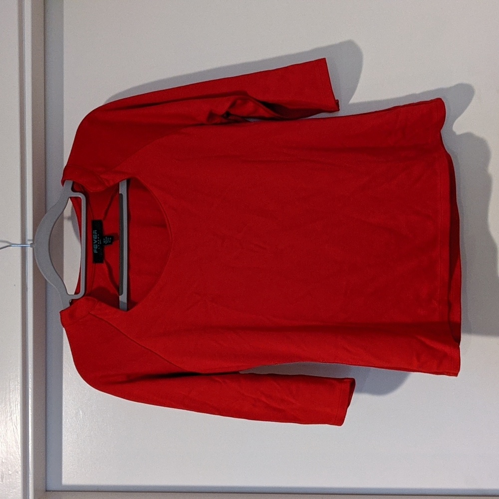 Red Three Quarter Sleeve Top Shirt UK Size 12